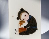 I Miss You Honey - blank card with bear brown french flap envelope