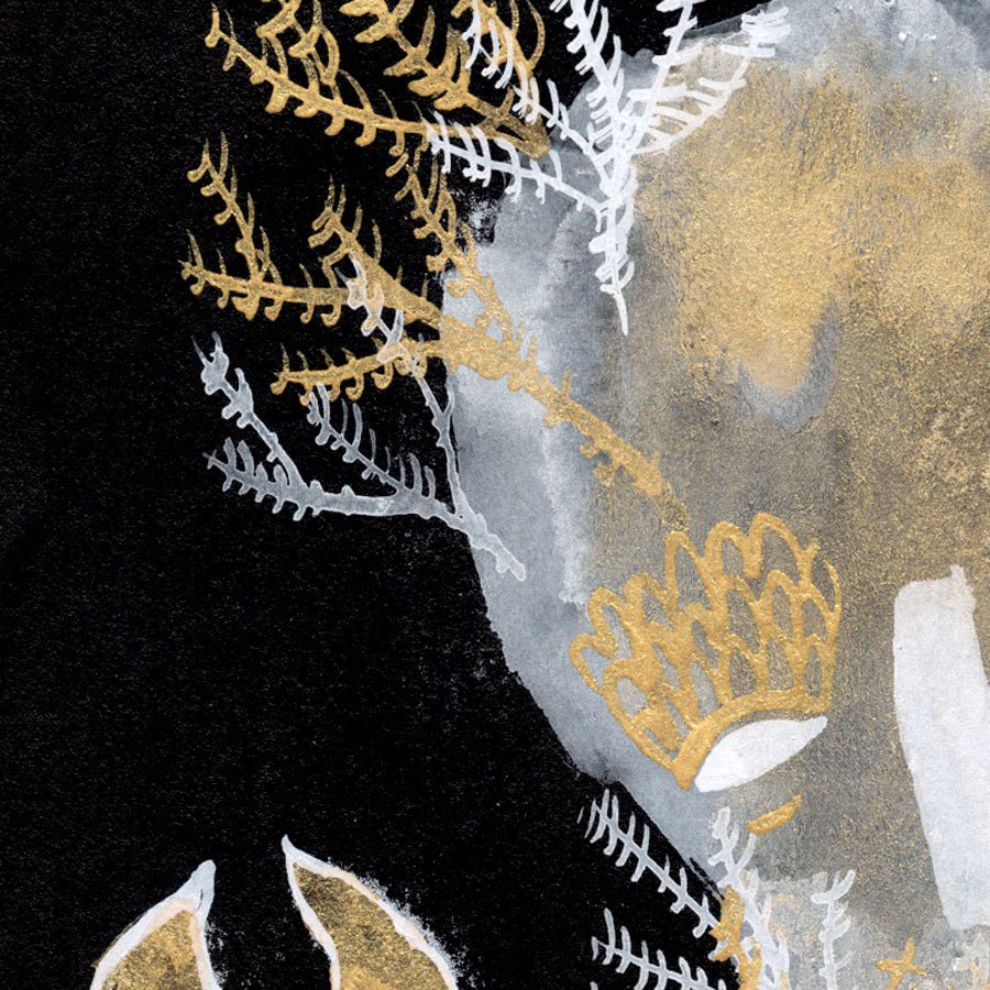 Sea Beast on black Monster Monoprint
