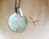 Patina Seahorse, Shell and Pearl Necklace