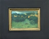 Original Painting -Small Landscape  - Abstracted Landscape -Framed-"Summer Sky, Dusk"