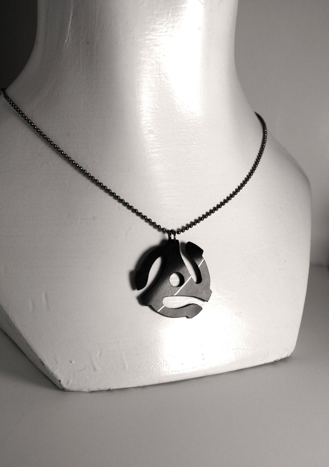 45 RPM Adapter Recycled Vinyl Record Necklace