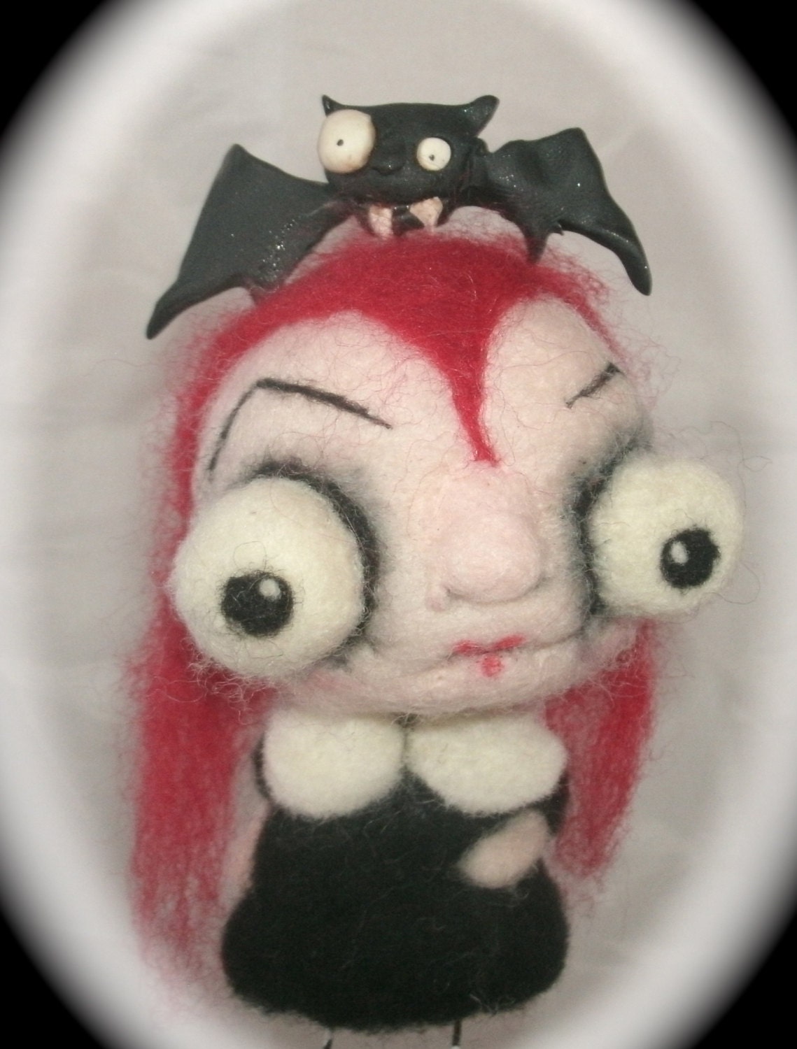 Bernice the Bat Girl Needle felted trick or treater ooak art doll