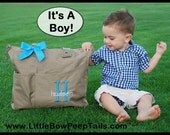 Boys Super Feature Tote - Initial and Name Monogrammed Diaper Bag - Personalized Large Size Solid Color Baby Shower Gift Idea