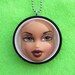 Upcycled Double Capped Bratz Doll Pendant - black and white