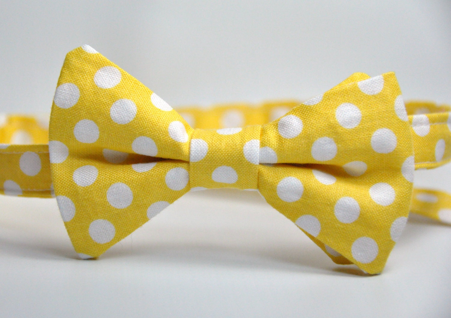 Boy's Bowtie - Yellow and White Polka Dot Bow Tie
