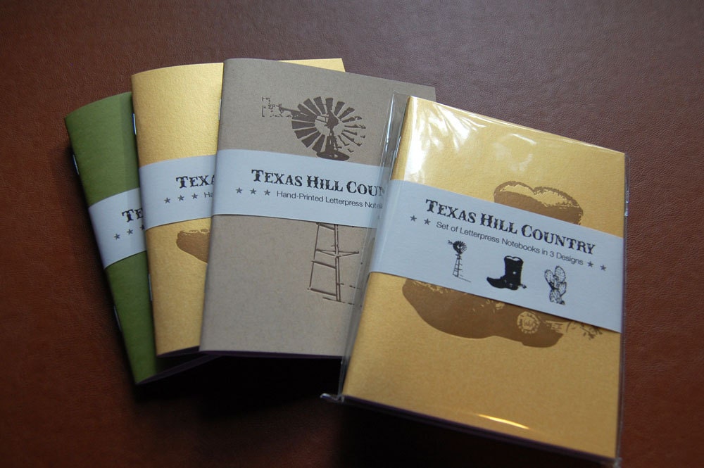 Texas Letterpress Notebooks, set of 3
