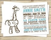 Giraffe Modern Boy Baby Shower Invitation