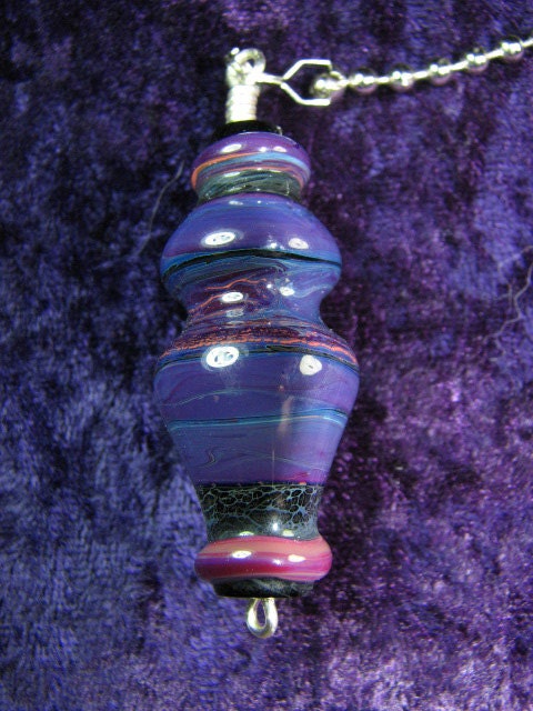Lamp Fan Pull Pendant Lampwork Glass Purple SRA