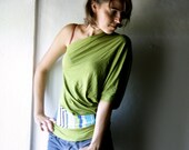 Green Tshirt - one shoulder tank top womens off shoulder top