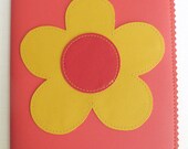 Large Orange Floral Vinyl Notebook Cover