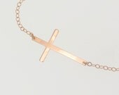 Kelly Ripa Sideways Cross Necklace, 14k Rose Gold, Small, Thin And Sleek, 16 Inch