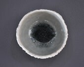 Grey Sky Small Geode Textured Bowl - White Porcelain Ceramic Spice Sauce Bowl