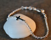 womens sideways cross bracelet in sterling silver