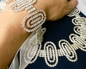 Bridal Jewelry Set, Rhinestone Necklace Bracelet, Statement Wedding Jewelry Art Deco style Bib Statement