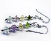 Pastel Gemstone Bead and Silver Filled Earrings