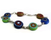 Art Glass and Silver Filled Bracelet Plus Size Wrist
