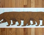 Long Bear- 12x36- HandPrinted Art Print