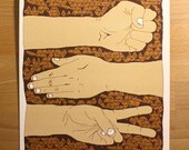 rock paper scissors- 8x10- hand-printed art print