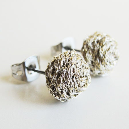 Gold Braided Stud Earrings