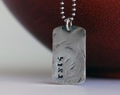 Military Dog Tag Necklace - Hand Stamped HEBREW Redeemed - Recycled Sterling Silver necklace for Gift for him - Dogtag - Personalized