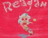Personalized Large Fuchsia Velour Beach Towel with Name or Word and Mermaid