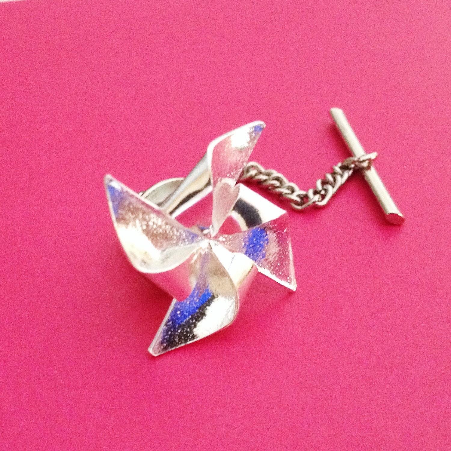 Silver Orgiami Pinwheel Tie Tack