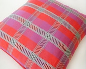 Modern Plaid Decorative Pillow Cover- Cushion Cover- Designers Guild - Red - Purple - Black - White - 16" x 16"