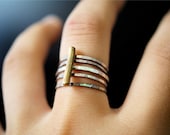 Brass Linear Bar ring Stacking ring set of 5 - hannahnaomi