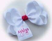 Extra Large Monogrammed Hair Bow - Initial with Name