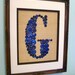 Baby Boy Nursery Button Monogram -- Navy Blue on Antique White Silk -- For 8"x10" Frame (frame not included)
