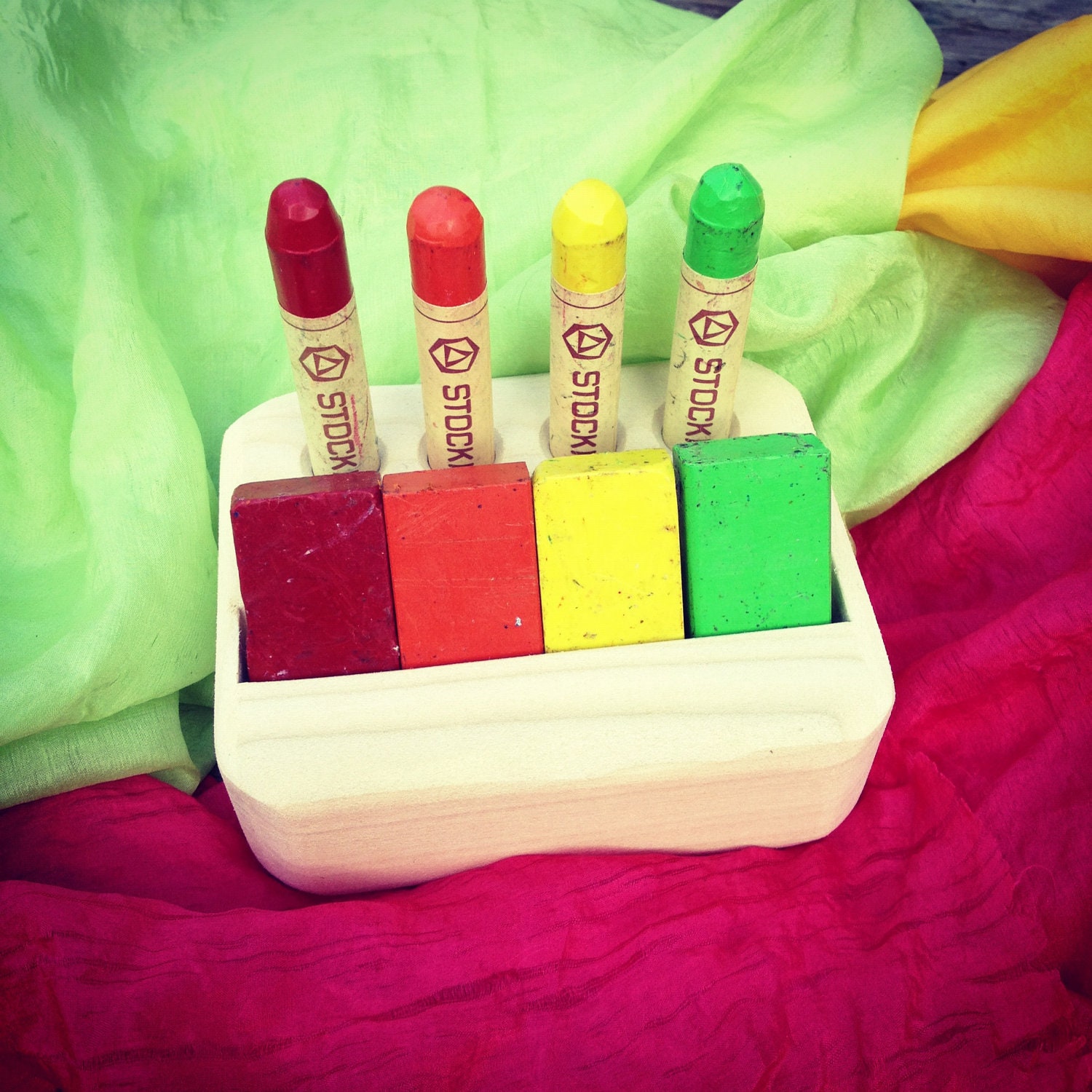 Waldorf Beeswax Wood Crayon Holder - Natural Toy - Art Supplies - Montessori - Homeschool - Homeschooling