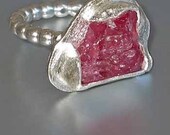 M-ixes OOAK Ring - MiniM Series -Silver and Rough Ruby -