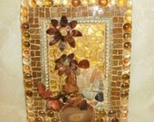 DRUZY agate slice metal sculpture contemporary apocolyptic glass mosaic PORTRAIT