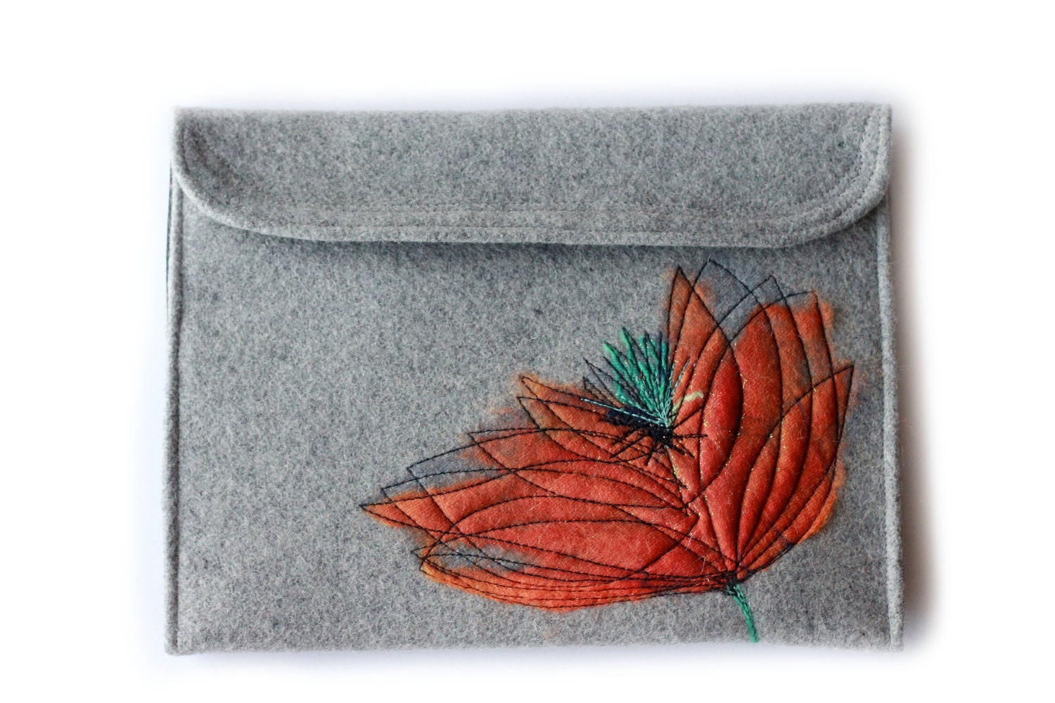 Tangerine & Grey Felt iPad 3 Sleeve