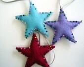 Felt Stars / Christmas Decorations / Set of three