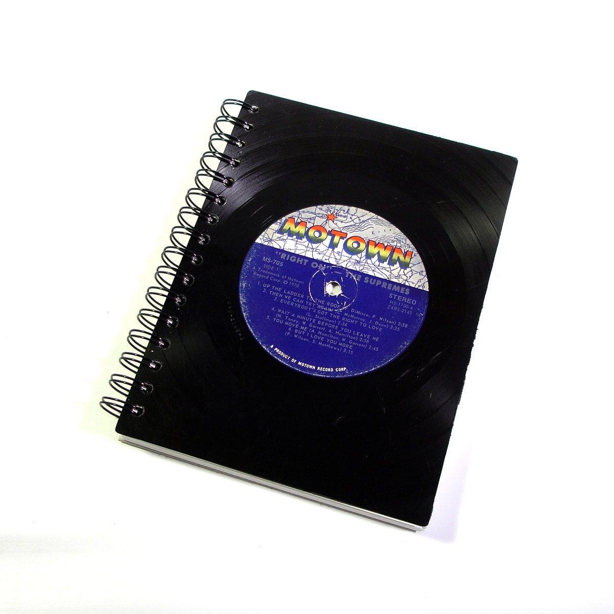 The Supremes, Right On - Recycled Record Sketchbook (8.5 in x 5.5 in)