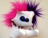 Ravioli Gabbana- A Sock Zombie Puppet with Pink and Purple Hair