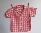 SALE Boy's Vintage 1950s red plaid shirt, was USD 12.00