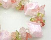 Pink and Green Cluster Beaded Bracelet