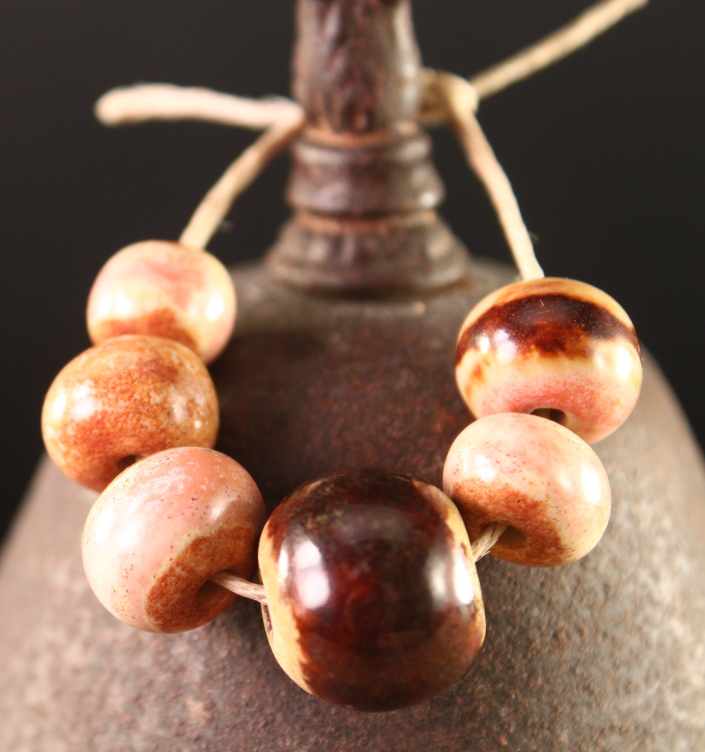 Handmade stoneware ceramic beads Ice Cream Sundae (6)