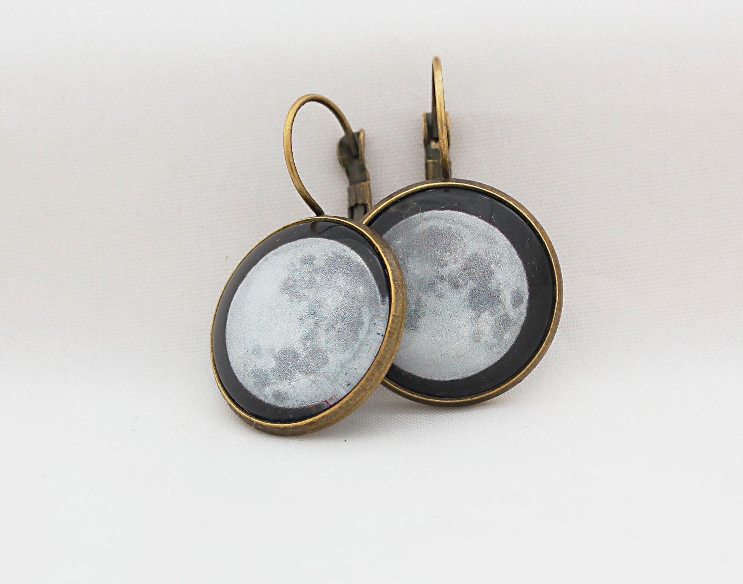 Super Moon, Antiqued Brass, Photography Earrings