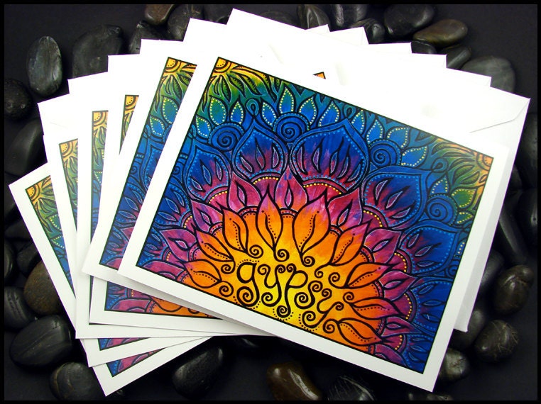 Beadworx - Set of 6 Blank Note Cards - Original Fine Art Print -  Gypsy Lotus