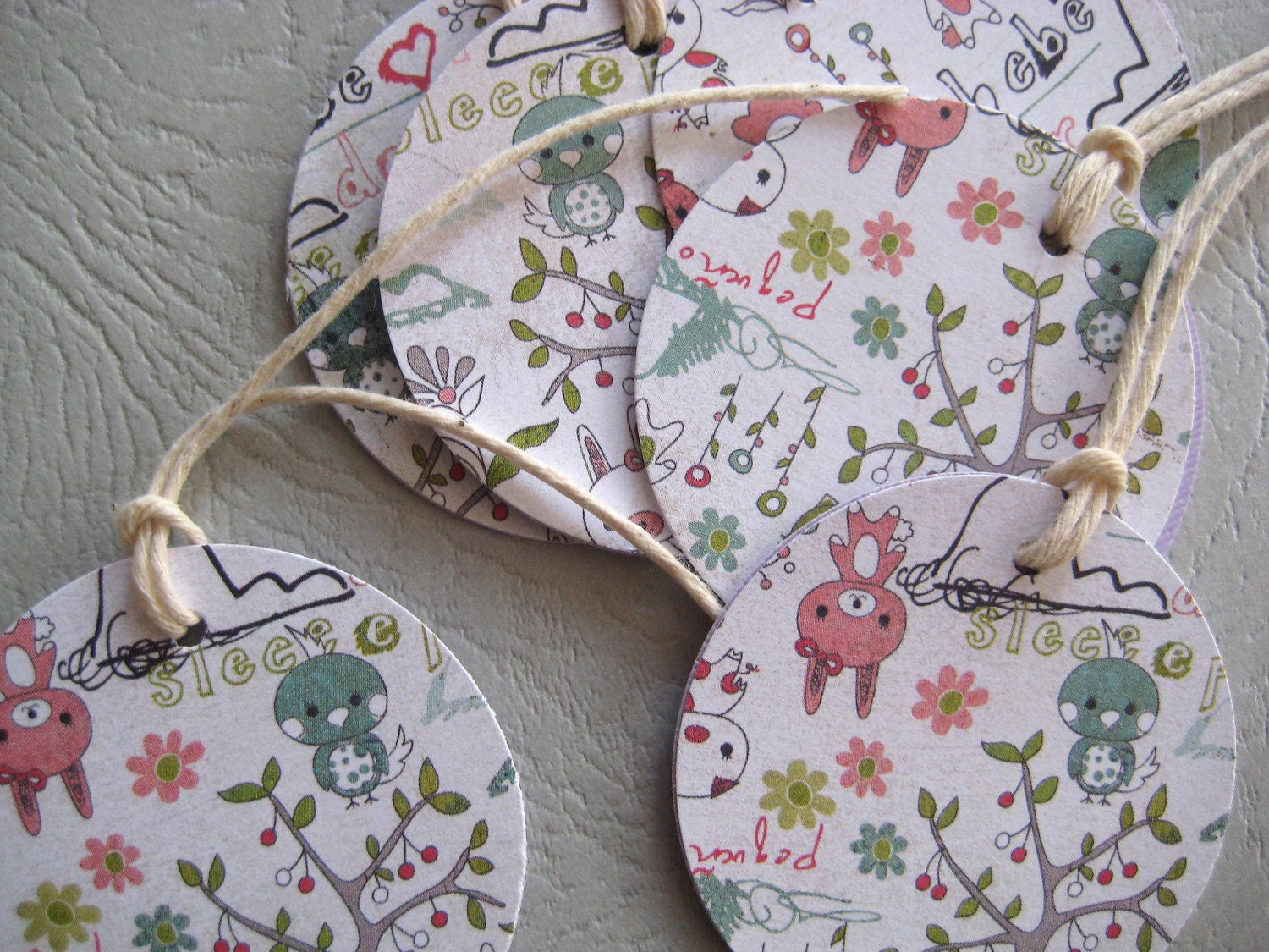 Gift Tag set of 6 - Cute sweet fun gifttags - Double layered tags