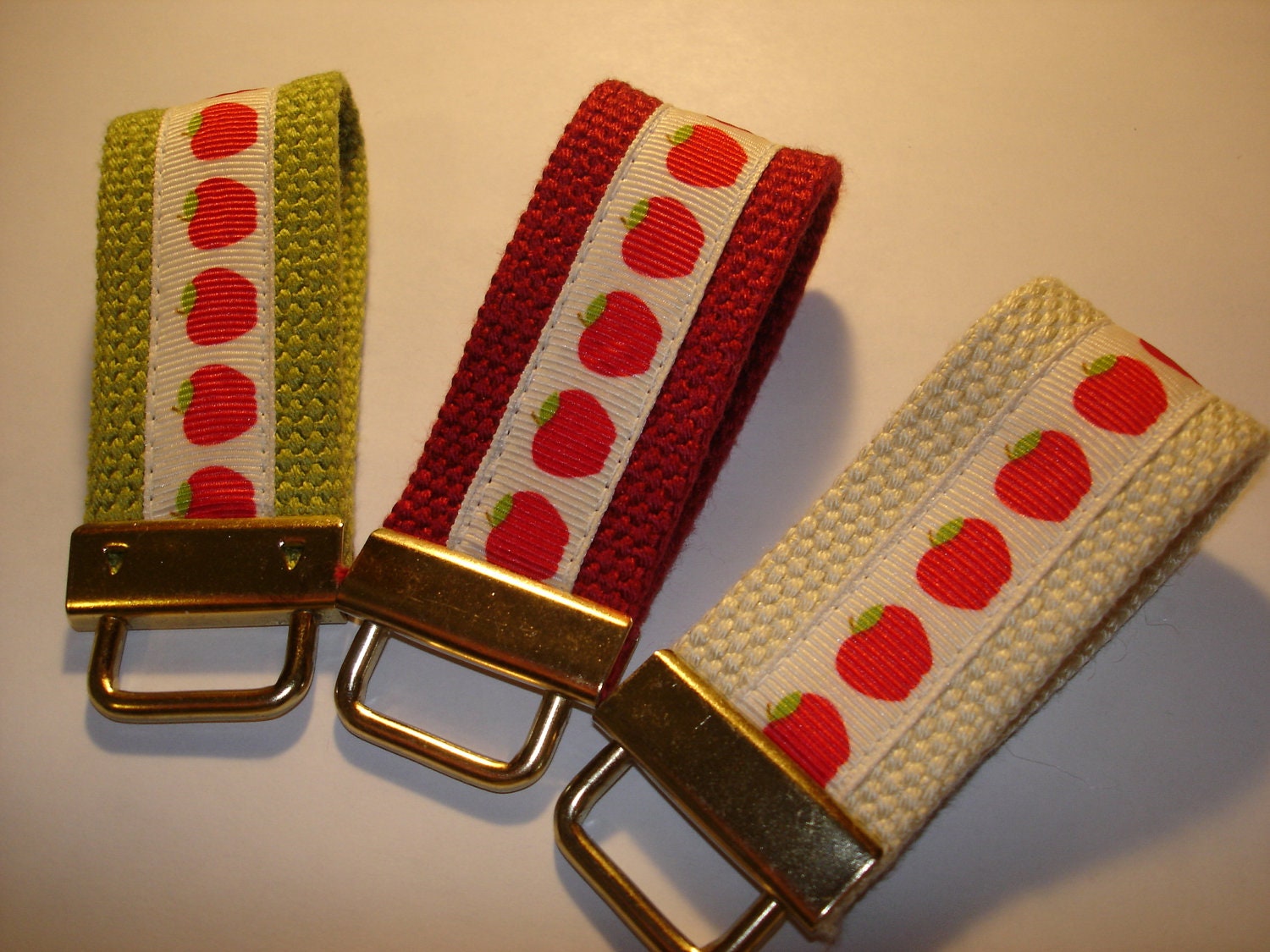 You Pick One   Mini Key Fob    ribbon / fabric on heavy cotton webbing