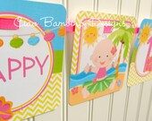 NEW - Hula Baby - Happy Birthday Banner - Also Available for Boys
