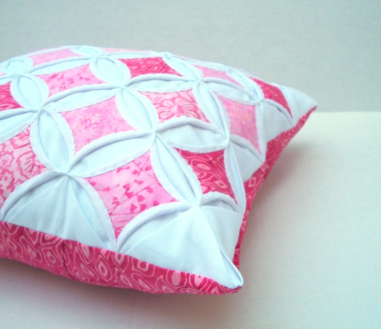 Decorative Pillow Cover Throw Pillow Pink Batik Cathedral Window 18 Inch