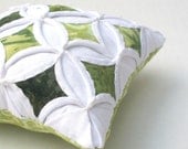 Pincushion Green Batik Miniature Cathedral Window Pillow - 5 Inches Square
