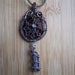 Dreamcatcher Pendant Brown Agate Moonstone and Blue Aqua Aura Quartz point Wire Wrapped Oxidized Copper OurFrontYard Design