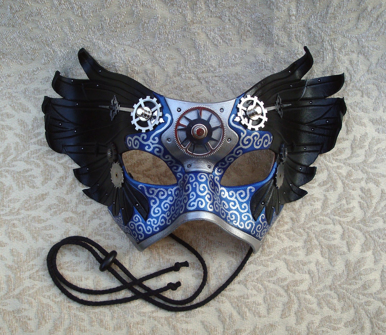 Il Tempo Vola V8... original mixed media handmade winged Venetian clockwork mask