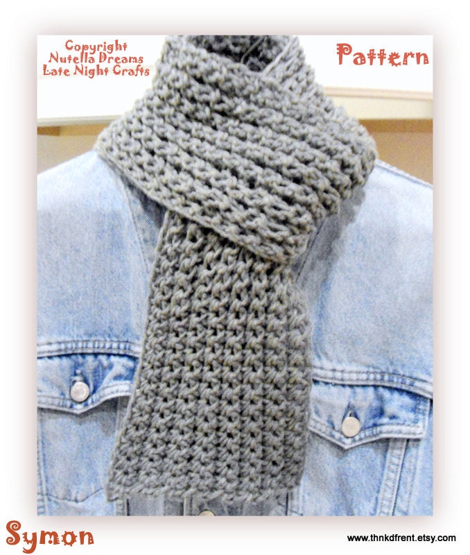 Instant Etsy Download PATTERN-Symon Unisex Textured Reversible Scarf Pattern--Free Spirited Urban Style - Great Beginner Crochet Project